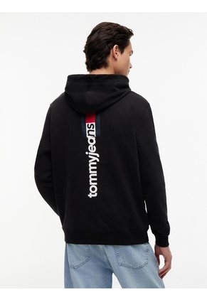 Buzo Negro Con Capota De Corte Regular Con Logo Estampado Tommy Jeans