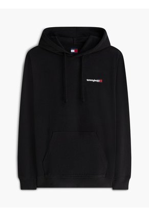 Buzo Negro Con Capota De Corte Regular Con Logo Estampado Tommy Jeans