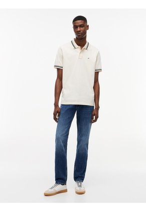 Polo Blanco De Corte Regular Ribeteado Con Logo Tommy Jeans