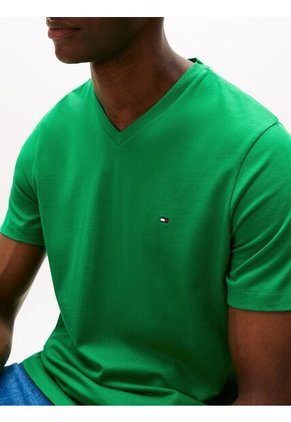 Camiseta Verde De Cuello En V Tommy Hilfiger