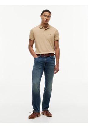 Polo Beige De Punto Interlock De Corte Regular Tommy Hilfiger
