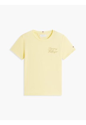 Camiseta Amarilla De Corte Slim Con Logo De Cuerda Tommy Hilfiger