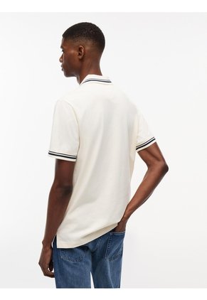 Polo Blanco De Corte Regular Ribeteado Con Logo Tommy Jeans