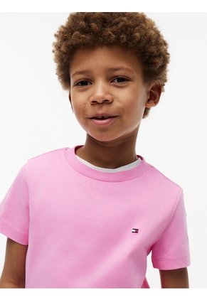 Camiseta Rosa De Punto Con Logo Bordado Tommy Hilfiger