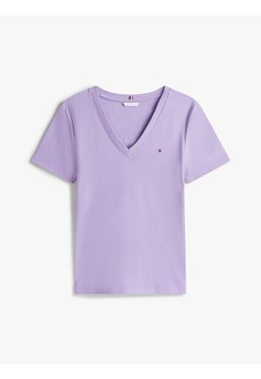 Camiseta Morado Slim Con Cuello En V Tommy Hilfiger