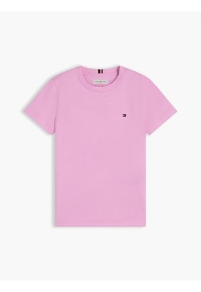 Camiseta Rosa De Punto Con Logo Bordado Tommy Hilfiger