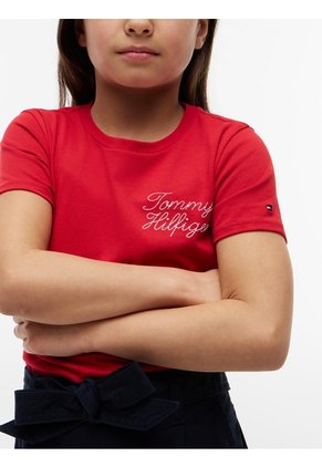 Camiseta Roja De Corte Slim Con Logo De Cuerda Tommy Hilfiger