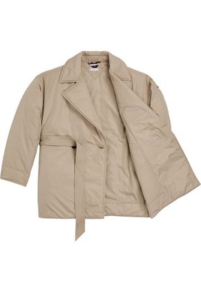 Gabán Beige Con Cinturón Para Mujer Tommy Hilfiger