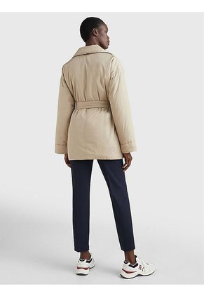 Gabán Beige Con Cinturón Para Mujer Tommy Hilfiger