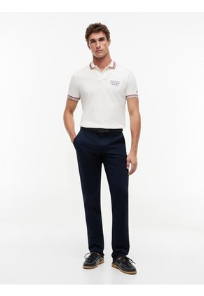 Polo Blanco De Corte Regular Con Logo Tommy Hilfiger