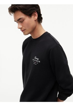 Saco Negro De Cuello Redondo Con Logo Script Tommy Hilfiger