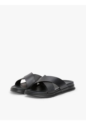 Sandalias Negro De Cuero Con Tiras Cruzadas Tommy Hilfiger