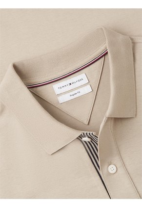 Polo Khaki De Corte Regular Con Tejido Jacquard Tommy Hilfiger