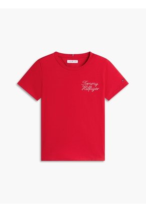 Camiseta Roja De Corte Slim Con Logo De Cuerda Tommy Hilfiger