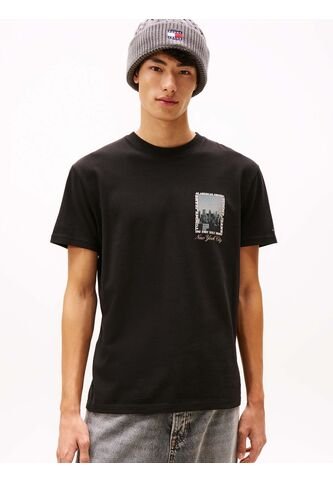 Camiseta Negra De Punto Con Foto Estampada Tommy Jeans Tommy Hilfiger