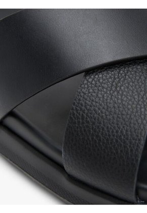 Sandalias Negro De Cuero Con Tiras Cruzadas Tommy Hilfiger