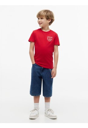 Camiseta Roja De Punto Con Contorno Del Logo Tommy Hilfiger