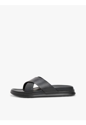 Sandalias Negro De Cuero Con Tiras Cruzadas Tommy Hilfiger