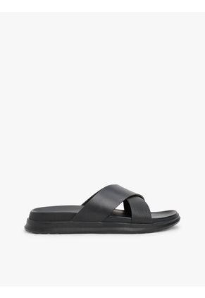 Sandalias Negro De Cuero Con Tiras Cruzadas Tommy Hilfiger