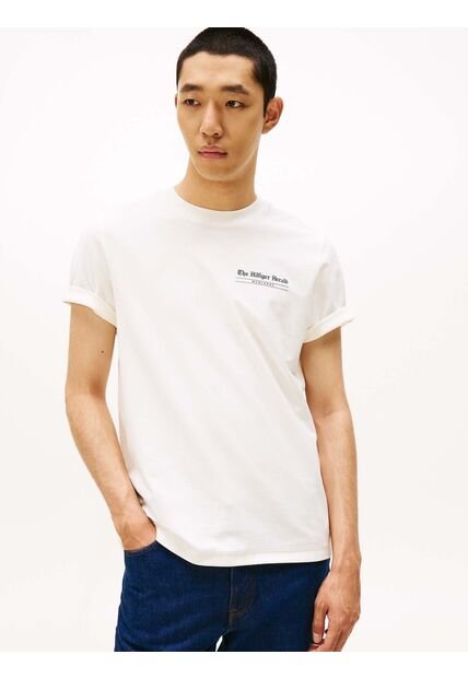 Camiseta Blanca De Cuello Redondo Con Logo Trasero Tommy Hilfiger