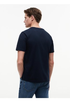 Camiseta Azul De Cuello Redondo Con Corte Regular Tommy Hilfiger