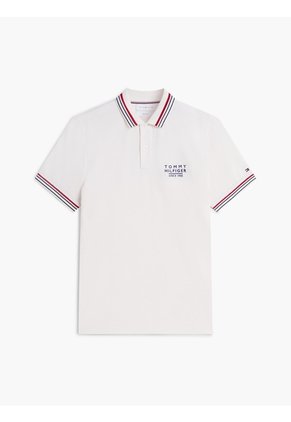 Polo Blanco De Corte Regular Con Logo Tommy Hilfiger
