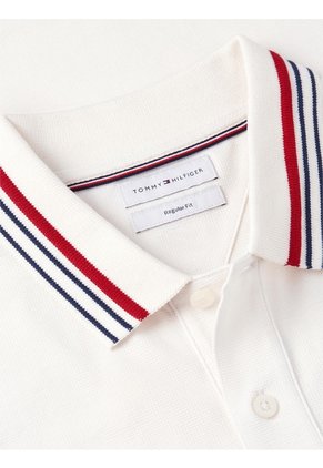 Polo Blanco De Corte Regular Con Logo Tommy Hilfiger