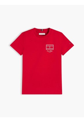 Camiseta Roja De Punto Con Contorno Del Logo Tommy Hilfiger