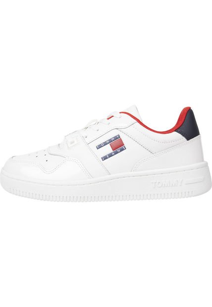 Tenis Blacos Retro De Cuero Para Mujer Tommy Hilfiger