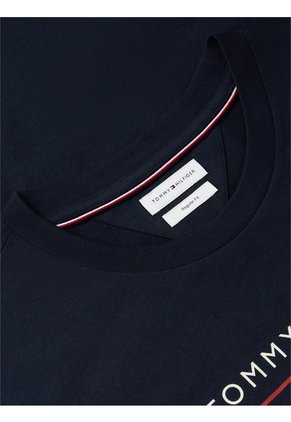 Camiseta Azul De Cuello Redondo Con Corte Regular Tommy Hilfiger