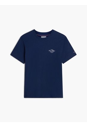 Camiseta Azul De Punto Con Logo Tommy Hilfiger