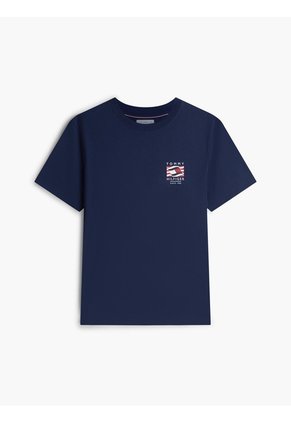 Camiseta Azul De Corte Regular Con Logo Box Flag Tommy Hilfiger