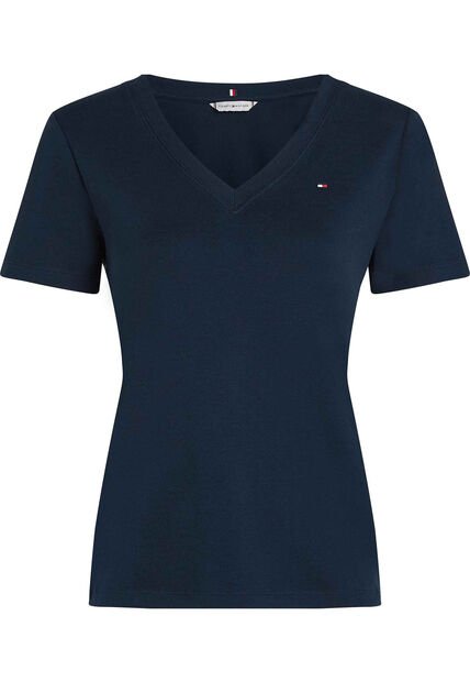 Camiseta Azul Con Cuello En V Tommy Hilfiger
