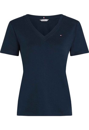 Camiseta Azul Con Cuello En V Tommy Hilfiger