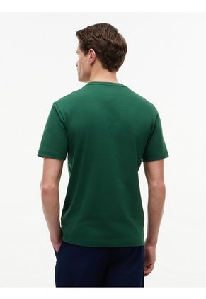 Camiseta Verde De Cuello Redondo Con Logo Bordado Tommy Hilfiger