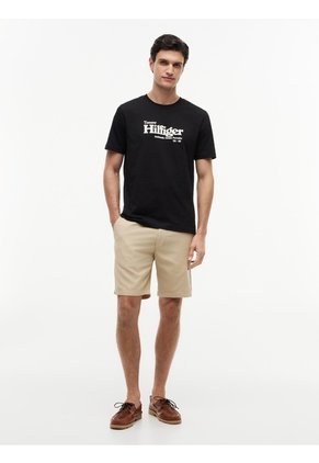 Camiseta Negra De Punto Con Logo Gráfico Tommy Hilfiger