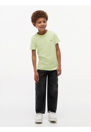 Camiseta Verde De Punto Con Logo Bordado Tommy Hilfiger