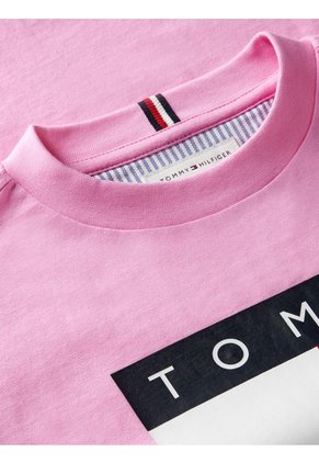 Camiseta Rosa De Punto Heritage Con Logo Tommy Hilfiger