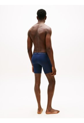 Pack Azul De 3 Bóxer Long Brief Con Inscripción Tommy Hilfiger