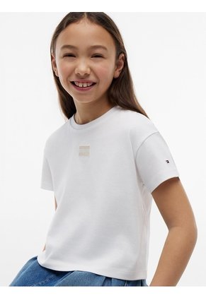 Camiseta Blanca De Corte Amplio Con Logo Tonal Tommy Hilfiger