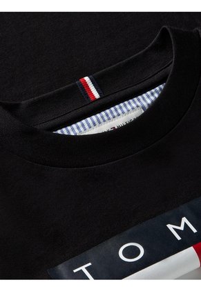 Camiseta Negra De Punto Heritage Con Logo Tommy Hilfiger