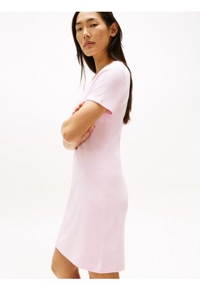 Vestido Rosado De Cuello V Con Logo Tommy Hilfiger