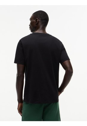 Camiseta Negra De Cuello Redondo De Punto Con Logo Tommy Hilfiger