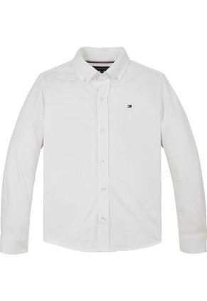 Camisa Blanca De Corte Regular En Piqué Tommy Hilfiger