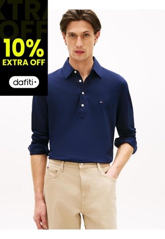 Polo Azul Regular De Manga Larga En Tejido Ligero Tommy Hilfiger Tommy Hilfiger
