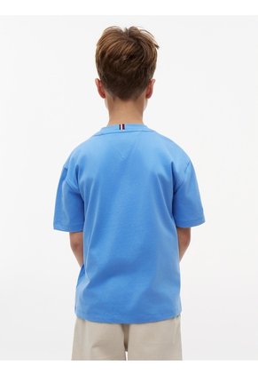 Camiseta Celeste Manga Corta Con Logo Gráfico Estampado En El Pecho Tommy Hilfiger