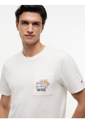 Camiseta Blanca Con Logo Gráfico Floral Estampado En El Pecho Tommy Hilfiger