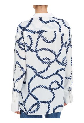 Camisa Amplia Con Estampado De Cuerdas Mujer Blanco Tommy Hilfiger