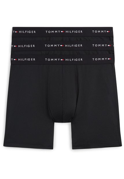 Pack Negro De 3 Bóxer Long Brief Con Inscripción Tommy Hilfiger