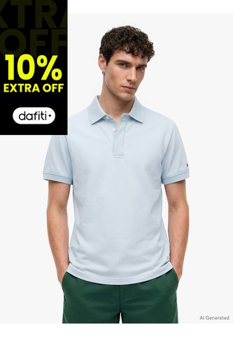 Polo Celeste De Corte Regular Con Tapeta Oculta Tommy Hilfiger Tommy Hilfiger